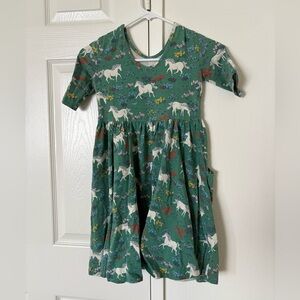 Hanna Andersson Green Unicorn Print Kids Dress